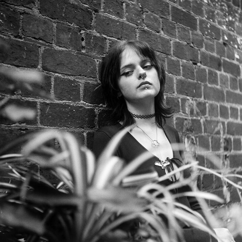 City alleyway with plants portrait
