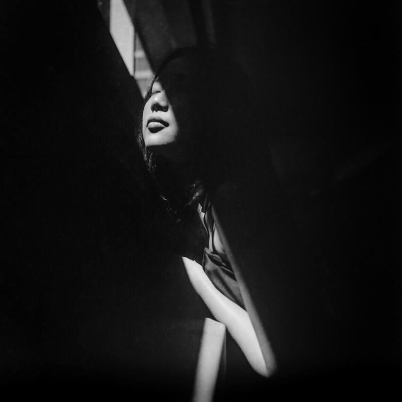 City art portrait in black and white